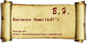 Berente Hamilkár névjegykártya